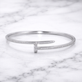 Sterling Silver | Thin CZ Nail Bangle