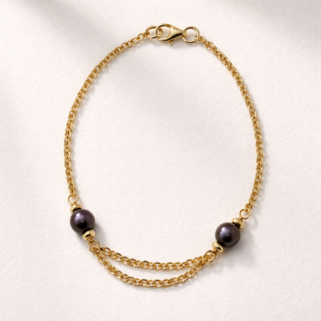 black pearl bracelet 14kgold 