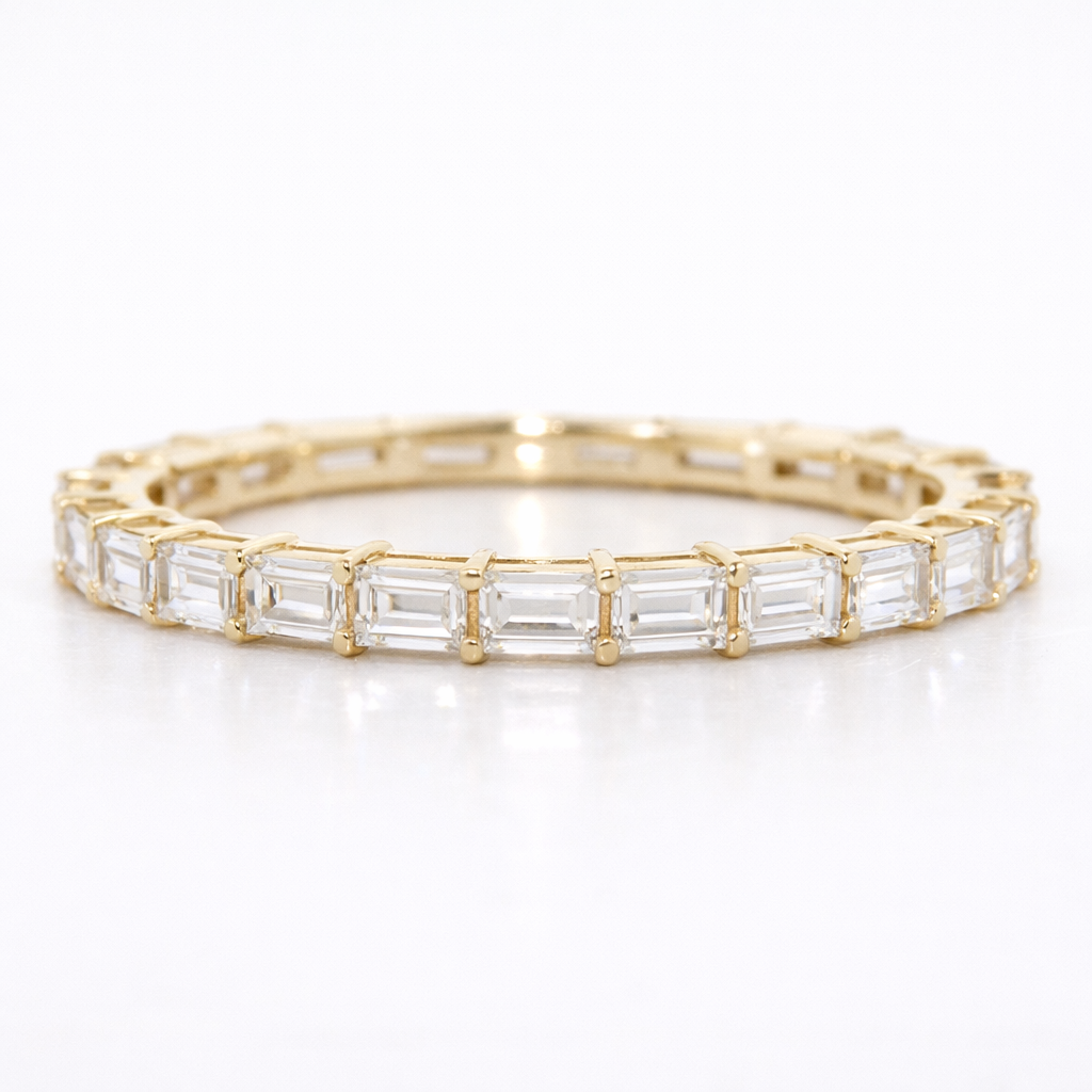 14K Gold | YG 1.071cttw Emerald Eternity Lab Diamond Wedding/Anniversary Band