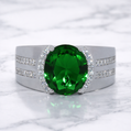 Sterling Silver | Oval Stone CZ Band Ring
