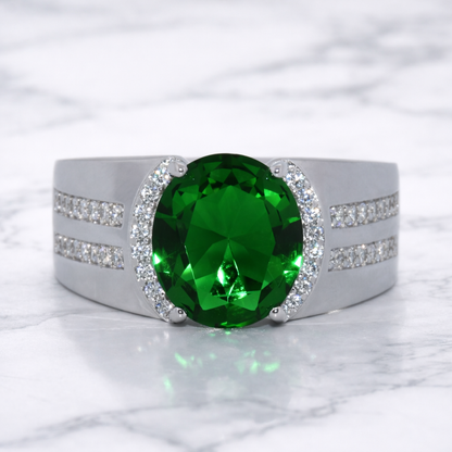 Sterling Silver | Oval Stone CZ Band Ring