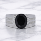 Sterling Silver | Oval Stone CZ Band Ring