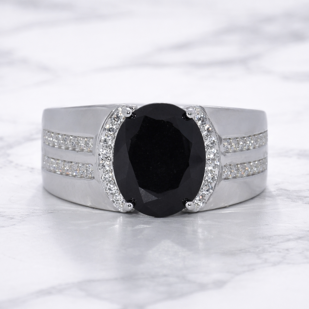 Sterling Silver | Oval Stone CZ Band Ring