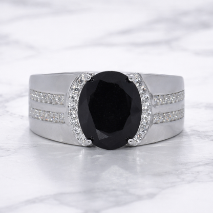 Sterling Silver | Oval Stone CZ Band Ring