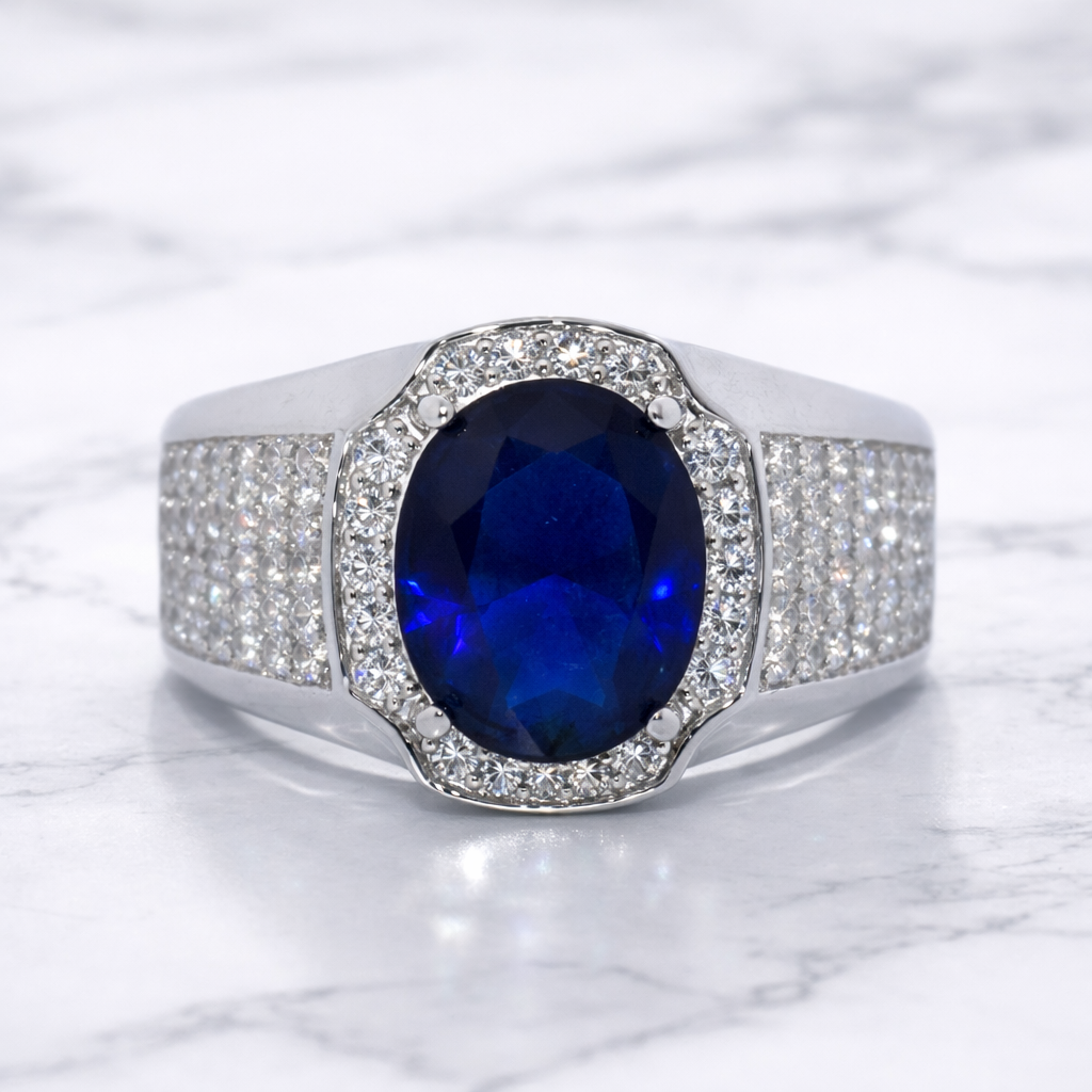 Sterling Silver | Oval Stone CZ Band Ring