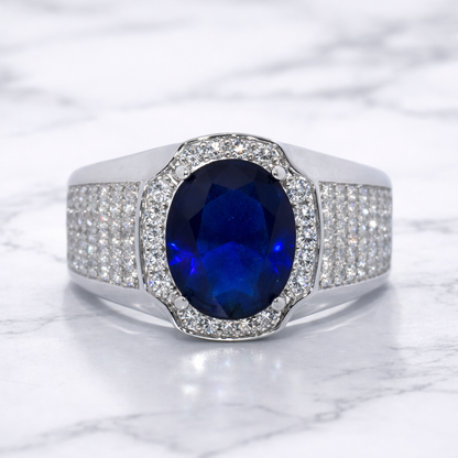 Sterling Silver | Oval Stone CZ Band Ring
