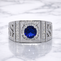 Sterling Silver | Blue Sapphire CZ Men's Ring