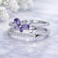Sterling Silver | Purple Butterfly CZ Double Band Ring