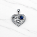 Sterling Silver | Sideway Mom Round Stone Pendant
