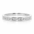Silver ring with small diamonds on a white background