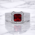 Sterling Silver | Cushion Cut Halo Men's Rings