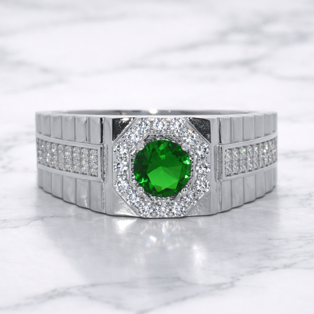 Sterling Silver | Round Stone CZ Band Ring