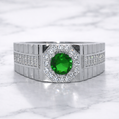 Sterling Silver | Round Stone CZ Band Ring