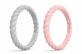 Enso Silicone Rings | Braided Stackable Pink/Grey ( 2-Pack )