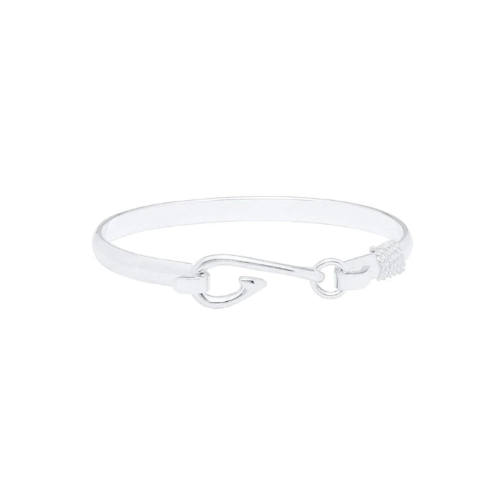 Fish Hook Bangle Bracelet in Sterling Silver _ Evening Tide _ The Paper Store