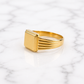 Grooved Detailed  Large Square Signet 19.2k Portuguese Gold Unisex ring side view