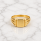front view of Grooved Detailed Small Square Ring Unisex 19.2k Portuguese Gold