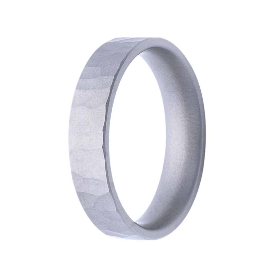 Heavy Stone | 5mm Cobalt Flat Hand Forged Comfort Fit Wedding Band Ring