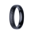 Heavy Stone | 5mm Zirconium High Polish Step Edge with Hammered Center Wedding Band Ring