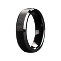 Heavy Stone | 6mm Black Ceramic Beveled Edge Comfort Fit Satin Top Polished Edge Wedding Band Ring