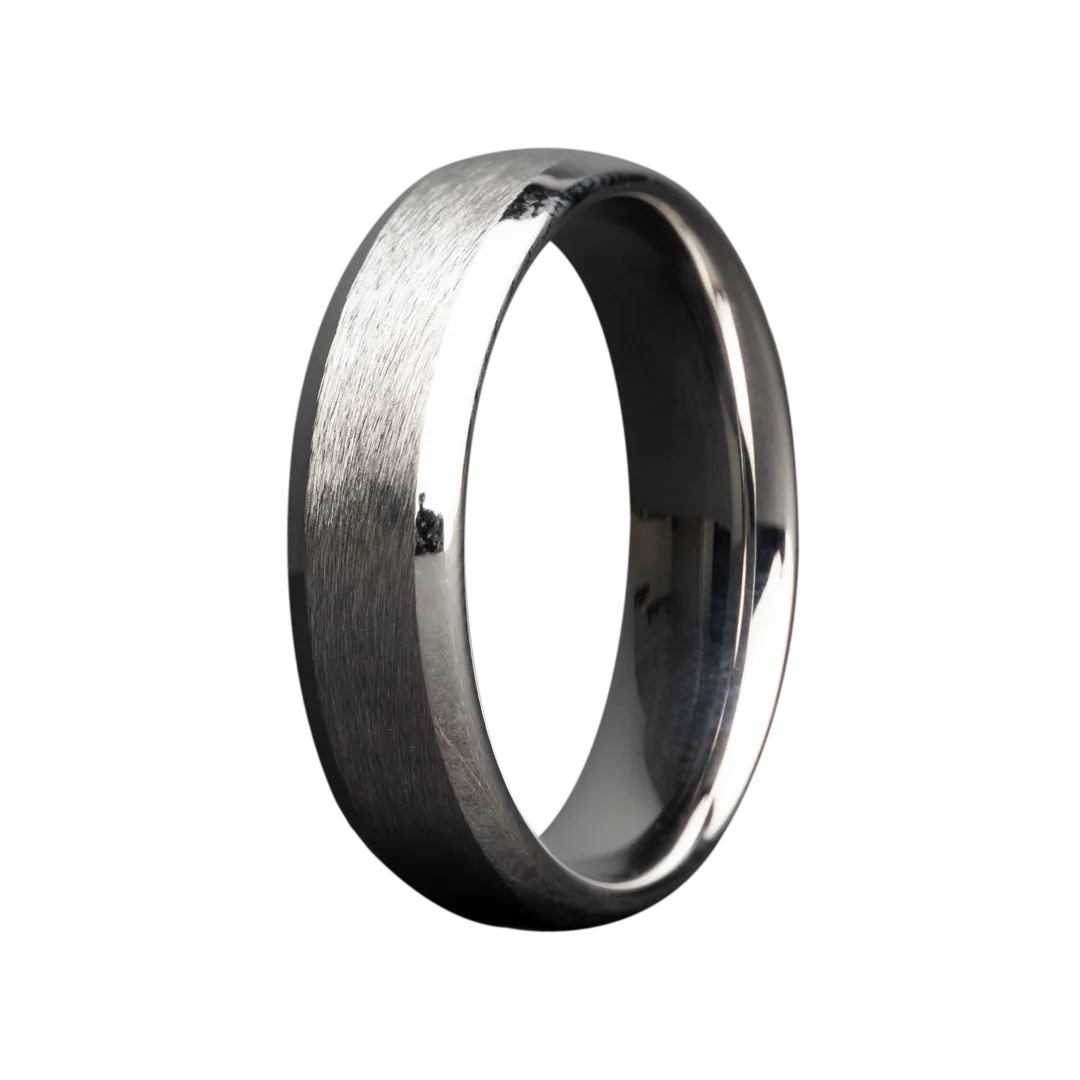 Heavy Stone | 6mm Cobalt Beveled Edge Comfort Fit Satin Top Polished Edge Wedding Band Ring