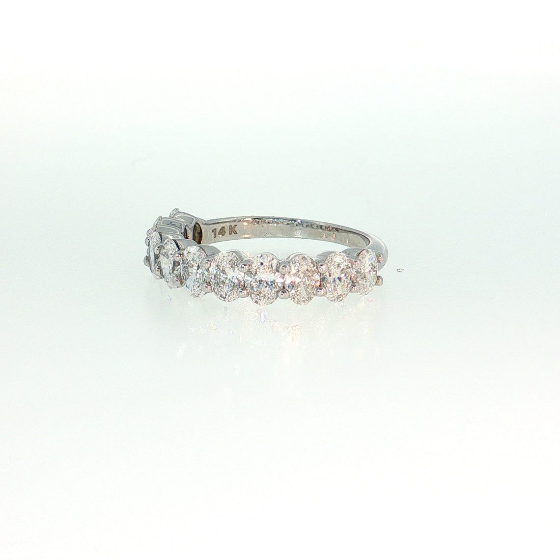 14K Gold | 1.65ct Lab Oval Diamond 14K White Gold Half Eternity Ring