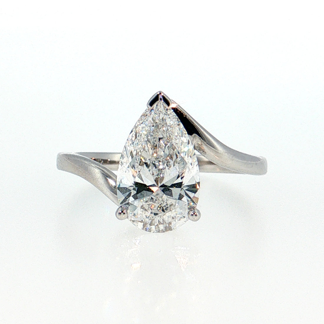 14K Gold | White Gold 2.04CT Pear Lab Diamond Bypass Engagement Ring