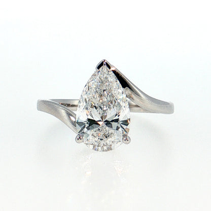 14K Gold | White Gold 2.04CT Pear Lab Diamond Bypass Engagement Ring