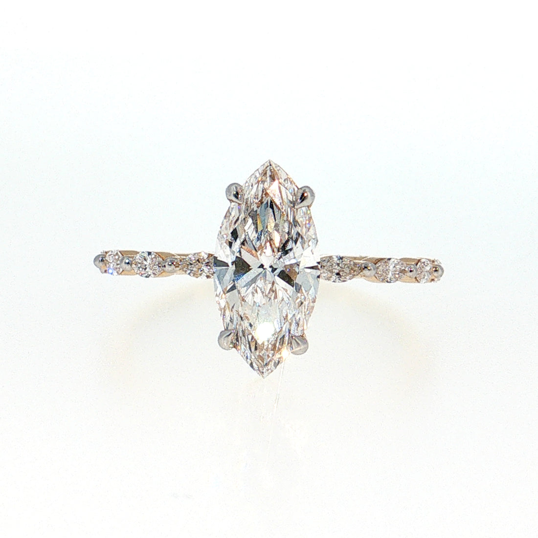 14K Gold | Yellow Gold 1.85CT Marquise Lab Diamond with Accented Band Engagement Ring