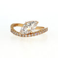 14K Gold | Yellow Gold 1.28cttw Wavy Pave Offset Marquise Engagement Ring
