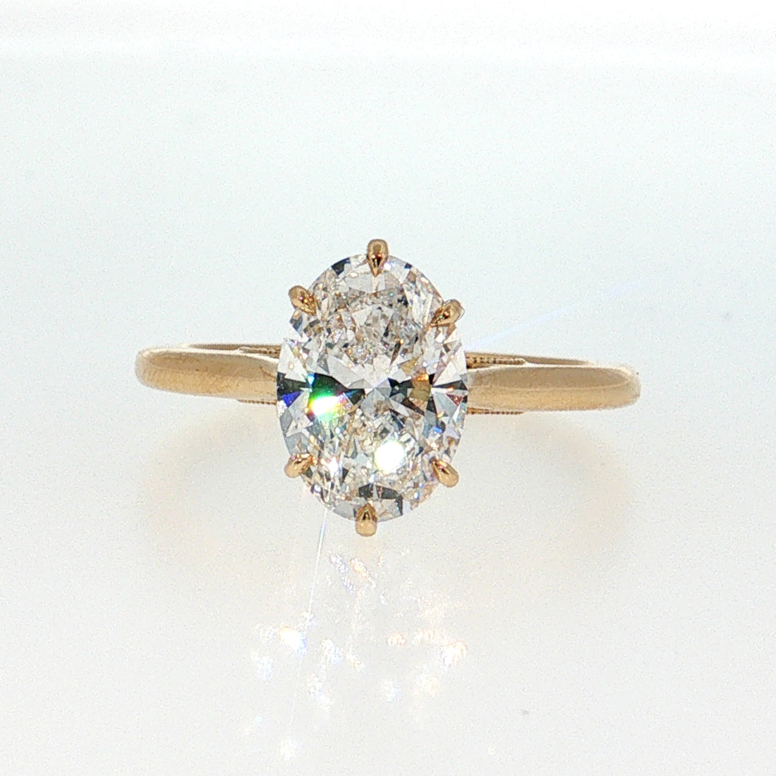 14K Gold | Yellow Gold 2.08CT Oval Brilliant Cut Solitaire Lab Diamond Engagement Ring