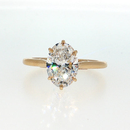 14K Gold | Yellow Gold 2.08CT Oval Brilliant Cut Solitaire Lab Diamond Engagement Ring