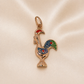 Large Blue and Green 19.2K Portuguese Gold | Rooster Charm (Galo de Barcelos) Pendant