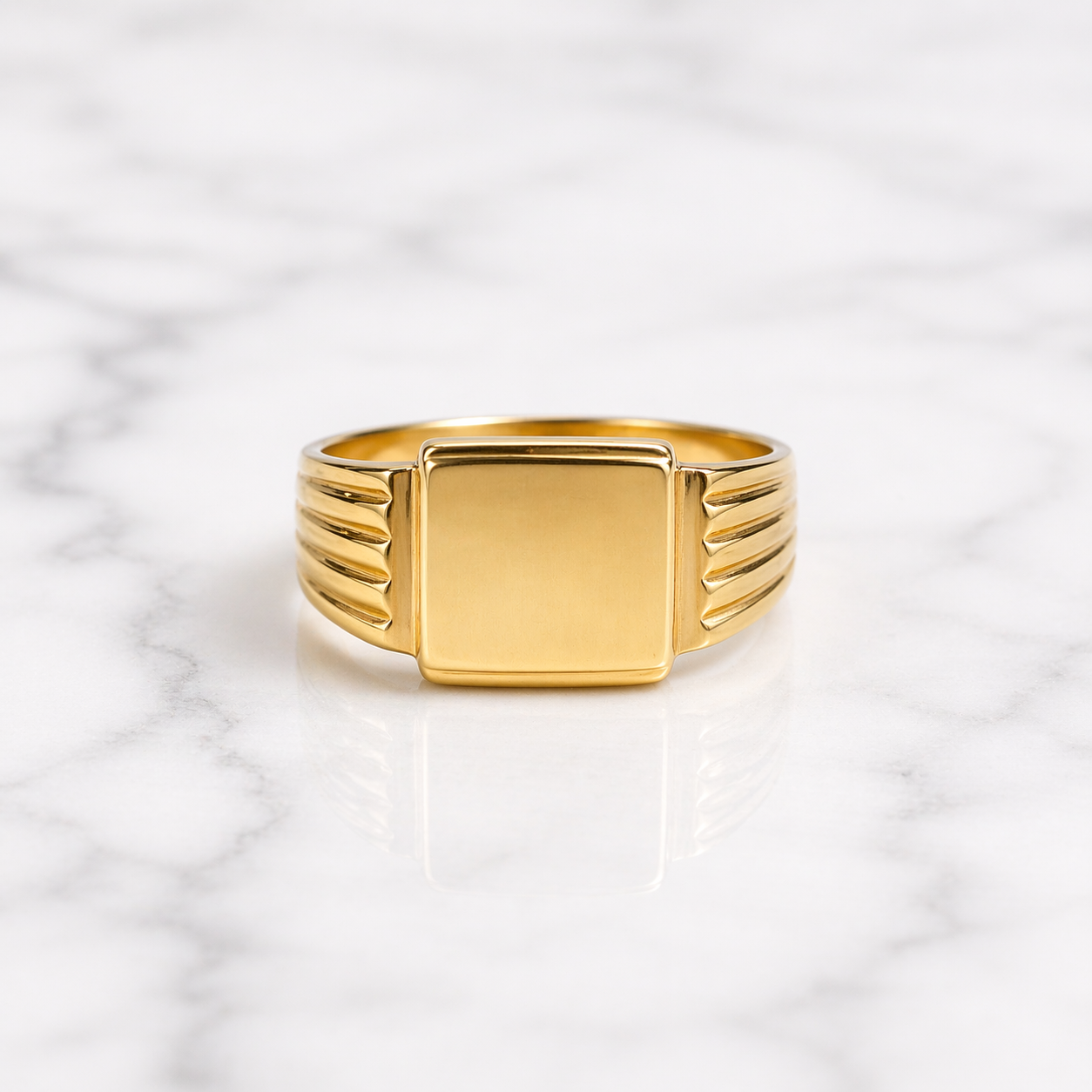 Large Square Signet Ring 19.2k Portuguese Gold Unisex