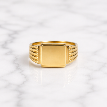 Large Square Signet Ring 19.2k Portuguese Gold Unisex