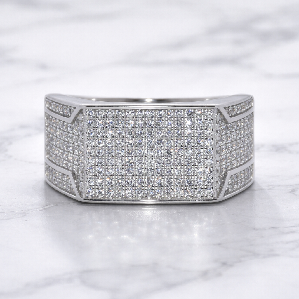 Sterling Silver | Square CZ Men's Ring