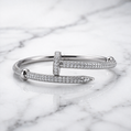 Sterling Silver | Cz Designer Nail Bangle
