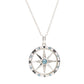 Ocean | Deep Blue Sterling Silver Aquamarine White Crystal Compass Necklace