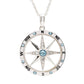 Ocean | Deep Blue Sterling Silver Aquamarine White Crystal Compass Necklace