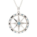 Ocean | Deep Blue Sterling Silver Aquamarine White Crystal Compass Necklace