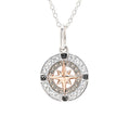 Ocean | Deep Blue Sterling Silver White Crystal Compass mini Necklace