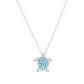 Ocean | Deep Blue Sterling Silver Aqua Crystal Turtle Mini Necklace