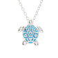 Ocean | Deep Blue Sterling Silver Aqua Crystal Turtle Mini Necklace