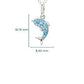 Silver dolphin pendant necklace with light blue rhinestone accents, shown with dimension lines indicating 18.78 mm height and 8.