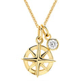Ocean | Deep Blue 14K Gold Lab-Grown Diamond Mini Compass Necklace