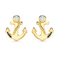 Ocean | Deep Blue 14K Gold Lab Diamond Mini Anchor Stud Earrings
