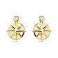 Ocean | Deep Blue 14K Gold Lab Diamond Mini Compass Stud Earrings