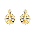 Ocean | Deep Blue 14K Gold Lab Diamond Mini Compass Stud Earrings