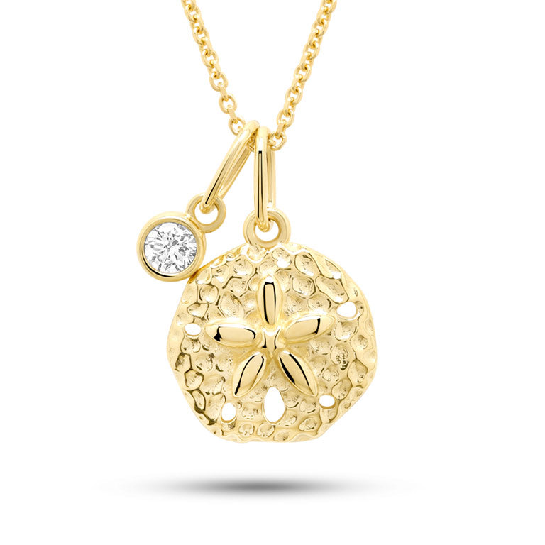 Ocean | Deep Blue 14K Gold Lab Diamond Mini Sand Dollar Necklace