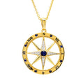 Ocean | Deep Blue 14K Gold Lab Diamond & Sapphire Compass Bold Necklace